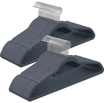 Věšák Ramínko na oblečení s šedým velurem, 20ks