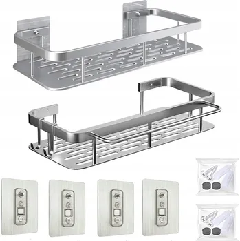 Koupelnový nábytek KOUPELNOVÁ POLIČKA POD PRYŠNIC 2ks Polish Stříbro