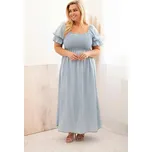 K-Fashion Dámské šaty plus size s krátkým rukávem a řasením z