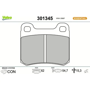 Brzdová destička Sada brzdových destiček, kotoučová brzda VALEO 301345