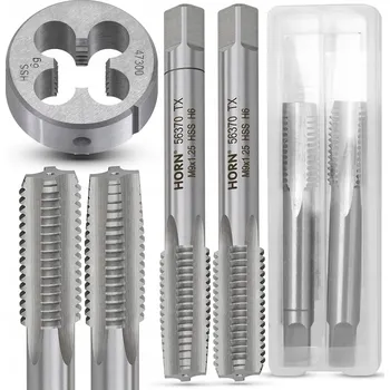 Závitořezný nástroj Závitníky a závitové očko M9x1.25 Sada HSS ruční, kompletní sada závitníků