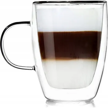 Sklenice TERMO SKLENICE NA KÁVU LATTÉ S DVOJITÝM DNEM A STĚNOU, S UCHEM 350ML 1 KS