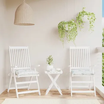 Podsedák vidaXL Podušky na židli 2 ks 40 x 40 x 7 cm látka oxford [314863] Barva: Bílo-zelená