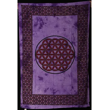 Přehoz na lůžko Mandala malá/květ života fialová