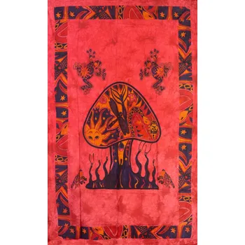 Přehoz na lůžko Mandala malá MUSHROOM červená