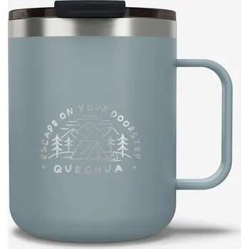 Termohrnek QUECHUA Turistický nerezový termohrnek 900 0,35 l MODRÁ|ŠEDÁ