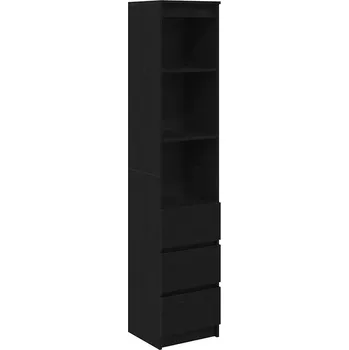 Příborník do zásuvky Černý kredenc dub, 37,5 x 35 x 180 cm, 3 zásuvky, 3 police