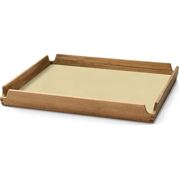 Servírovací podnos AIRY NUPO 30 x 30 cm, bylinný prach / hnědá, kůže / dřevo, LIND DNA