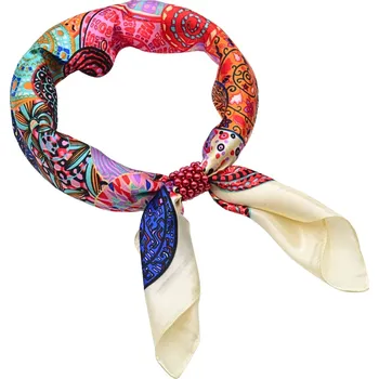 Šátek Magotex Šátek s bižuterií Letuška Light - béžová s abstraktním potiskem