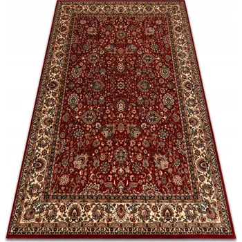 Koberec VLNĚNÝ Koberec DO OBÝVÁKU Ornament Květiny RÁMEČEK Louka bordo/béžový 135x200 cm