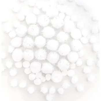 Řezačka papíru DP Craft Třpytivé bílé pompomy 85ks