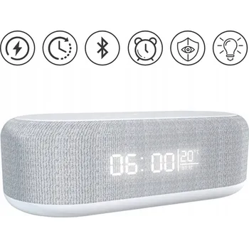 Hodiny Reproduktor HODINY BUDÍK DIGITÁLNÍ S TEPLOMĚREM NOČNÍ INDUKČNÍ NABÍJEČKA 15W