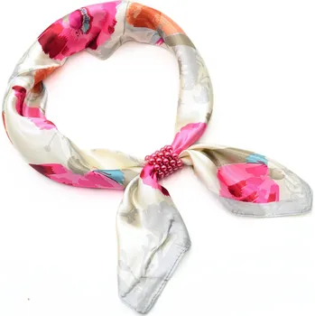 Šátek Magotex Šátek se sponkou Letuška Light - bílo-růžový s květy