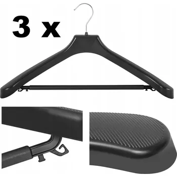 Věšák 3 x věšák na oblečení Černý univerzální 50 cm