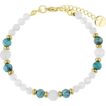 Náramek Manoki Náramek Eloisa - broušený měsíční kámen a tyrkys BA1143GT Zlatá 16 cm + 3 cm (prodloužení)
