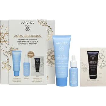 Apivita Aqua Beelicious Apivita Aqua Beelicious Oil-Free Hydrating Gel-Cream Light hydratační gel krém bez obsahu oleje 40 ml + Apivita Aqua Beelicious Hydrating Booster osvěžujicí a hydratační booster 10 ml + Apivita Cleansing Black Detox Cleansing Gel č