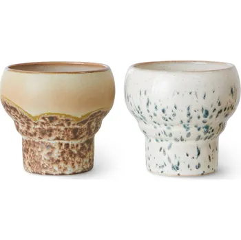 HK living Kameninový hrnek 70's Lungo Coral 200 ml – set 2 ks