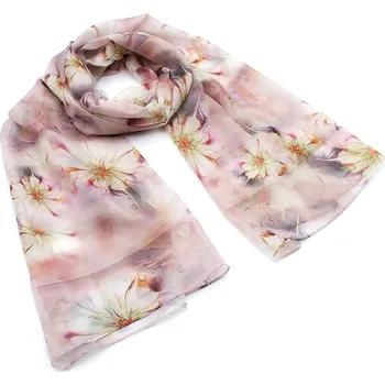 Šála Šála vzdušná - béžová s květy