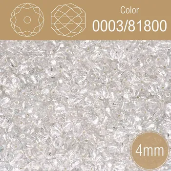 Korálek Korálky BROUŠENÉ 4mm. Barva 0003/81800. Průhledná s průtahem . Balení 120Ks.