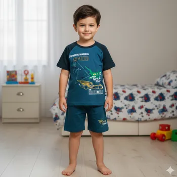 Chlapecké oblečení vel.98-Chlapecké letní pyžamo nebo komplet KUGO - barva petrolejová