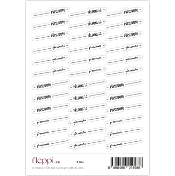 samolepka Fleppi Samolepky Přesunuto - transparentní