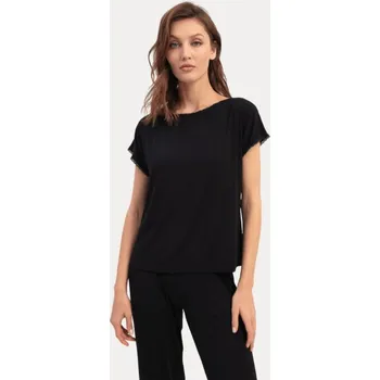 Dámské pyžamo Luisa Moretti Dámské bambusové pyžamo NATHALIE, Černá, V dárkovém boxu, Bambusové vlákno 100%, Krátký rukáv - vel. XL