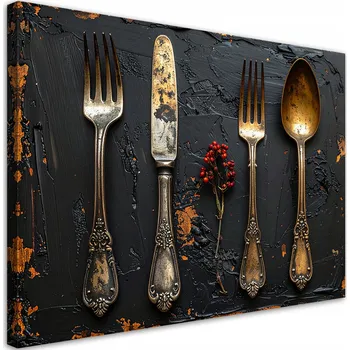 Obraz Obraz do kuchyně, jídelny, obývacího pokoje, Staré příbory v retro vintage stylu 120x80