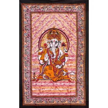 Přehoz na lůžko Mandala malá GANESHA červená