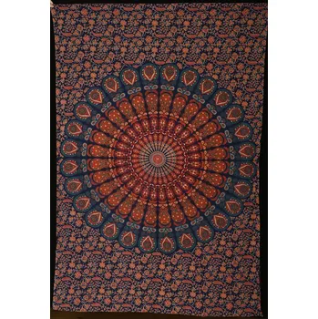 Přehoz na lůžko Mandala malá Barmere modro-červená