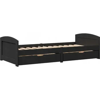 Postel Dřevěné lehátko IRUN, černé, 205 x 96 x 56 cm, masivní borovicové dřevo