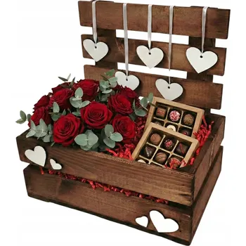 Úložný box Valentýnská bedýnka PLOT Hnědá Bílá Srdce DIY Dárek 30x20