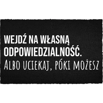 Rohožka KOKOSOVÁ ROHOŽKA 40X60 KE DVEŘÍM HIT NÁPIS VSTUPUJEŠ? NA VLASTNÍ RIZIKO!