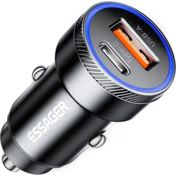 ESSAGER ES-CC11 autonabíječka s porty USB-C / USB-A - 54W - černá