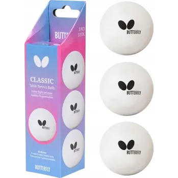 Stolní tenis Míčky na stolní tenis pingpongové míčky BUTTERFLY 3 ks bílé