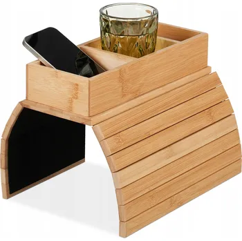 Bambusový tác na pohovku, područka na sedačku s organizérem Relaxdays