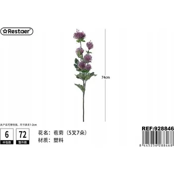 umělá květina Rest.aer - Jedna větvička 5-ramenná sametová chryzantéma 74 cm