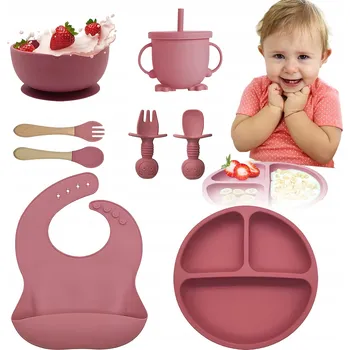 SILIKONOVÉ NÁDOBÍ PRO DĚTI SADA 8 KS PRO VÝUKU SAMOSTATNÉHO JÍDLA