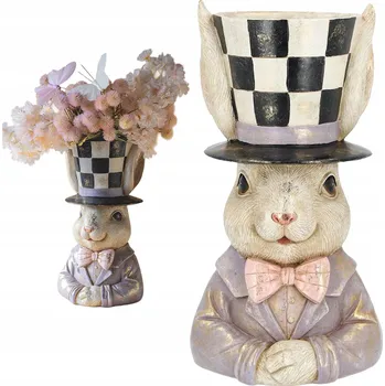 Velikonoční dekorace Zajíc velikonoční figurka výška 34 cm černobílá šachovnice