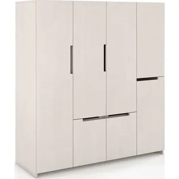 Šatní skříň Skříň Bergman 4D5S borovice Odstín moření: Bílá