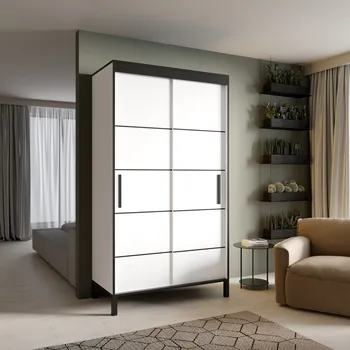 Šatní skříň Skříň s posuvnými dveřmi 120 cm - Bell Barva: Bílá