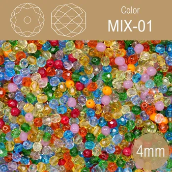Korálek Korálky BROUŠENÉ 4mm. Barva MIX 01. Balení 120Ks.