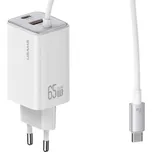 USAMS CC266 sada adaptéru s porty USB-C / USB-A a integrovaného kabelu USB-C - 65W - 1,5 m - bílá