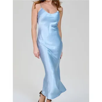 Dámské šaty Sinsay - Saténové šaty - modrá - 507DA-05X - 507DA-05X-XL