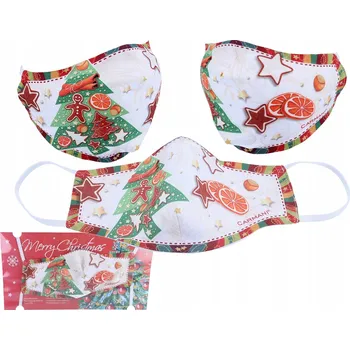 Vánoční dekorace VÁNOČNÍ OCHRANNÁ MASKA DEKORACE VZOR SANTA CLAUS DÁREK