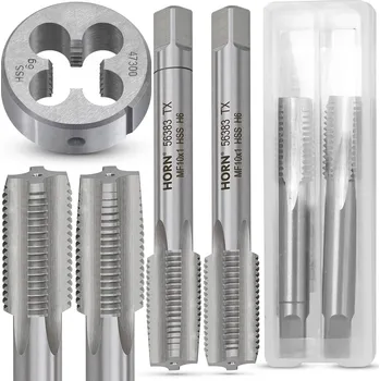 Závitořezný nástroj Závitníky + Závitová očka M10x1 Sada HSS Ruční Kompletní Sada Závitníků K