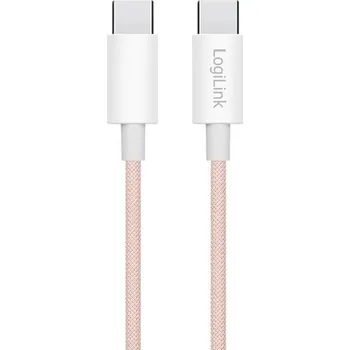 USB hub Logilink USB-C 0.5m opletený růžový