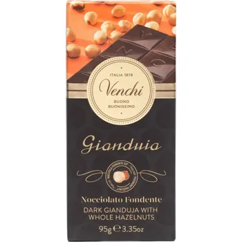 Čokoláda Venchi Hořká čokoláda Gianduia s lískovými oříšky Piemonte (Nocciolata Gianduia Fondente) 95g