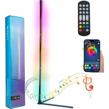 Stojací lampa ROHOVÁ STOJACÍ LAMPA RGB LED DÁLKOVÝ OVLADAČ APLIKACE HUDEBNÍ SENZOR 155 CM