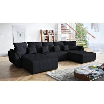 Sedací souprava Rozkládací sedací souprava MIRA U - černá - MATT VELVET 99