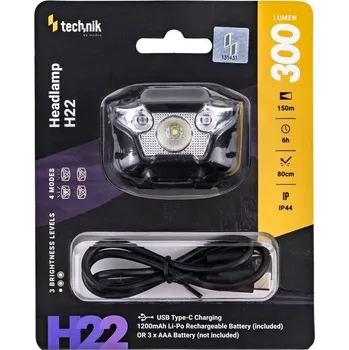 Čelovka Technik Čelovka H22 (vestavěná baterie) XPG3 LED + USB-C (300 lumenů)